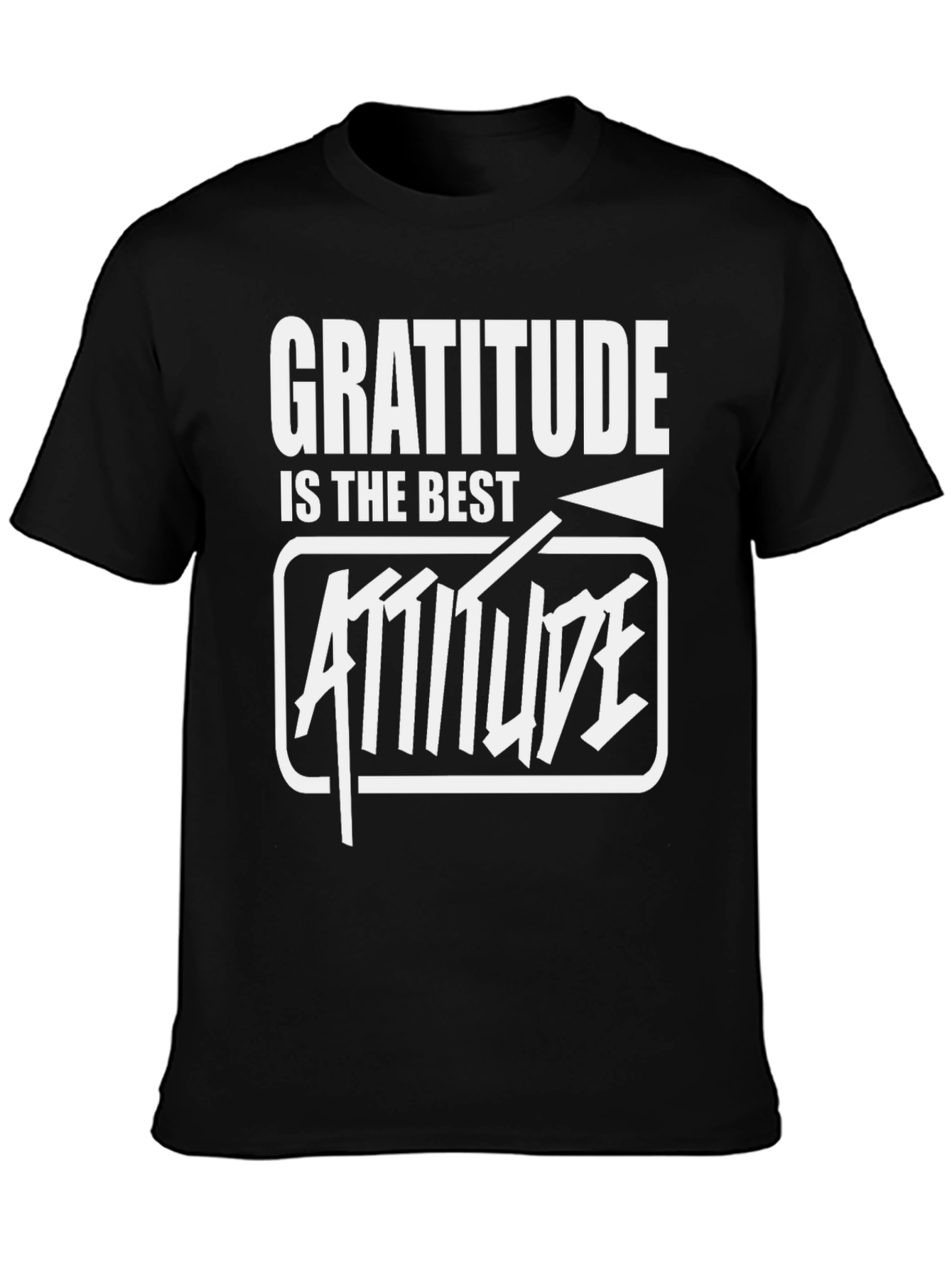 Gratitude Attitude Graphic T-Shirt - Stylish Black Tee
