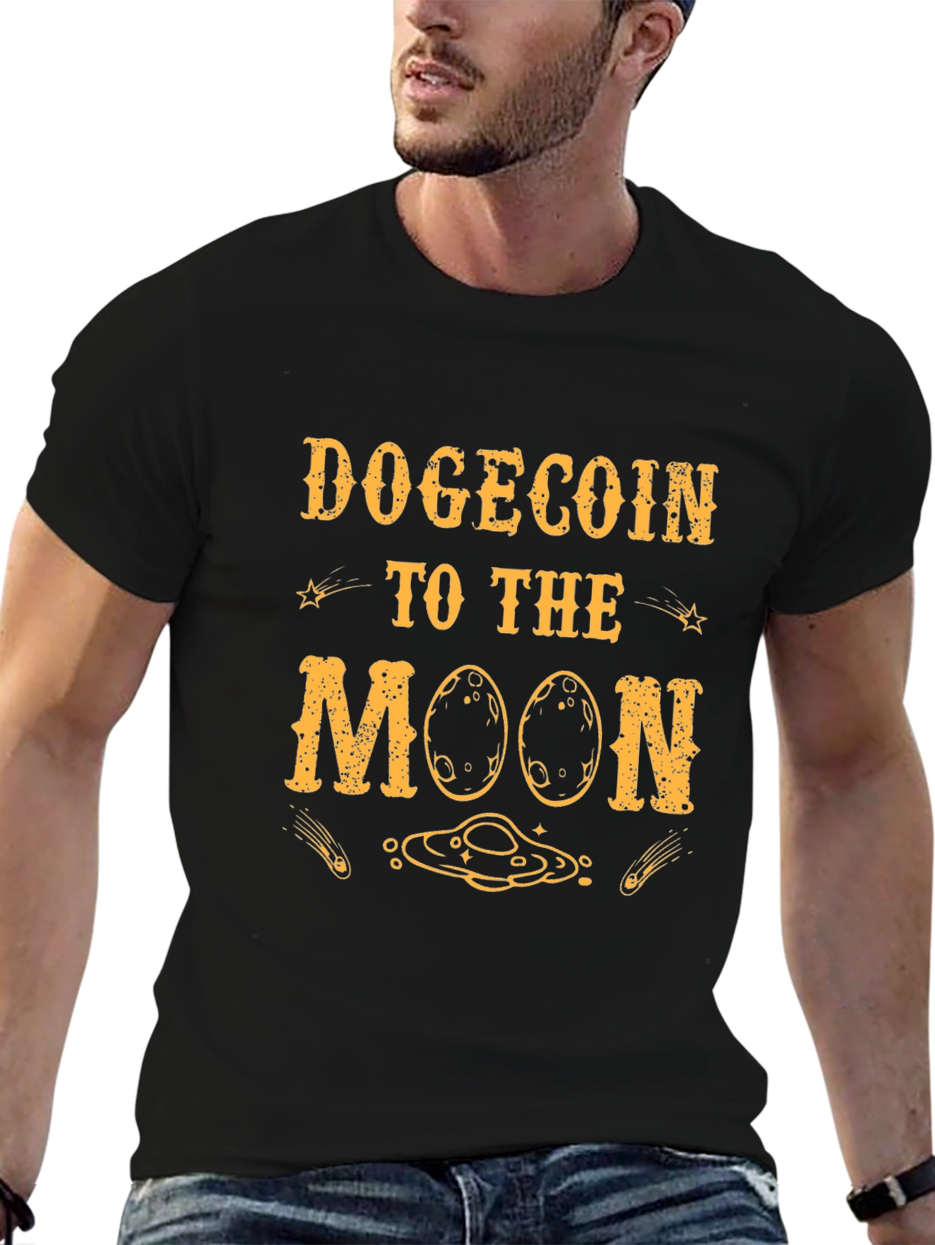Dogecoin To The Moon Black T-Shirt