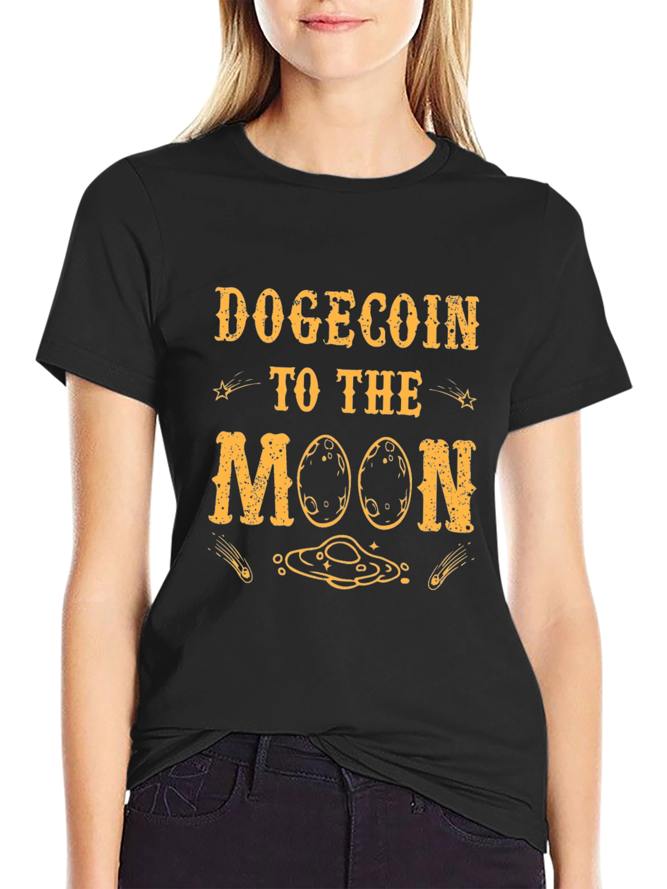 Dogecoin To The Moon Black T-Shirt