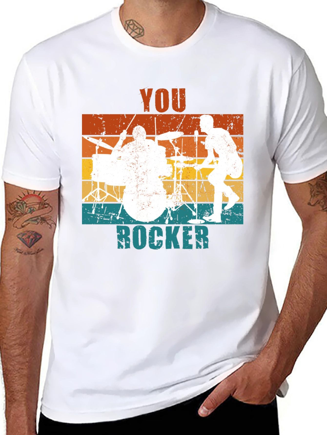 You Rocker Retro Graphic Tee - Band & Drums