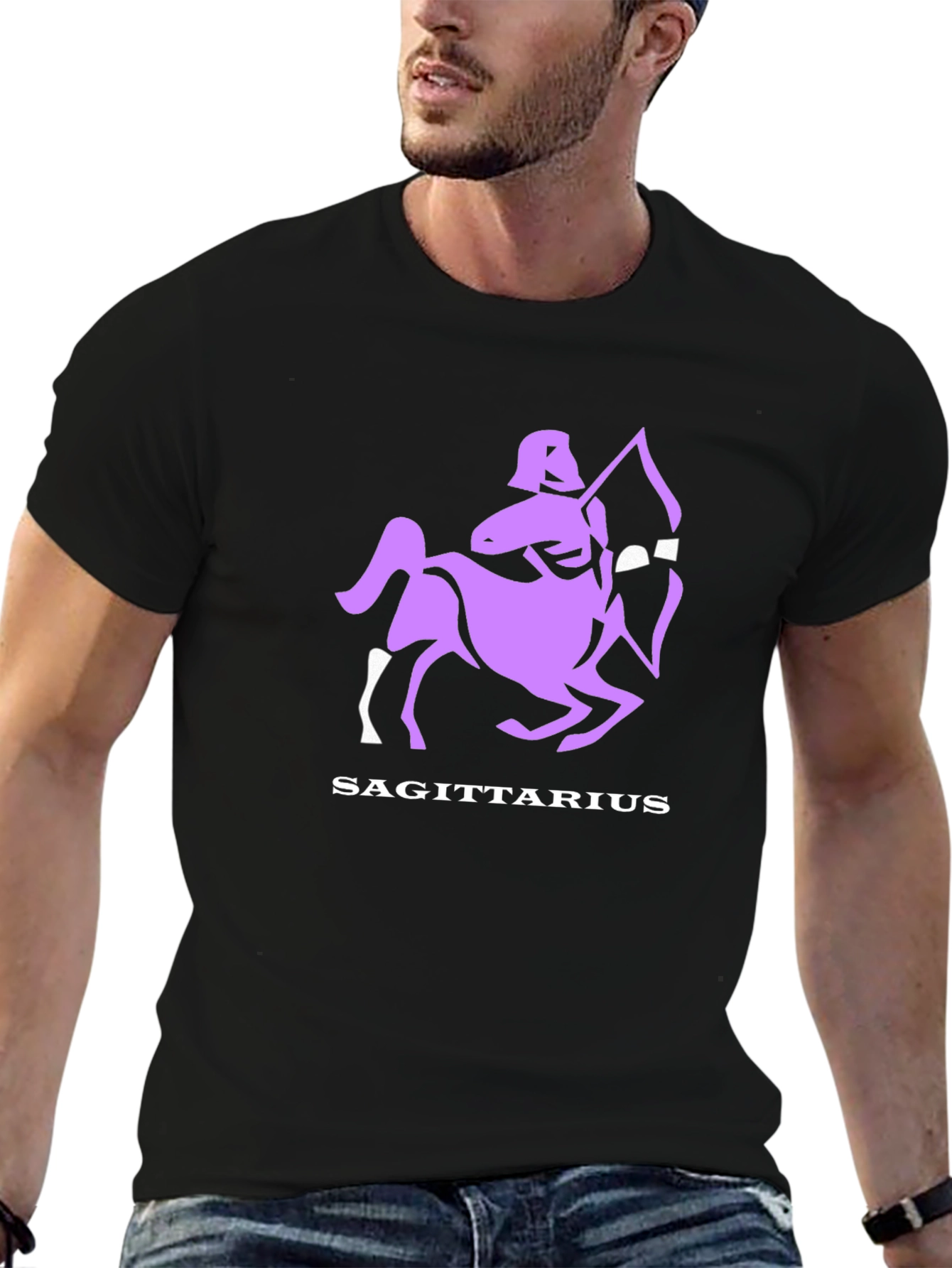 Sagittarius Zodiac Graphic Black T-Shirt