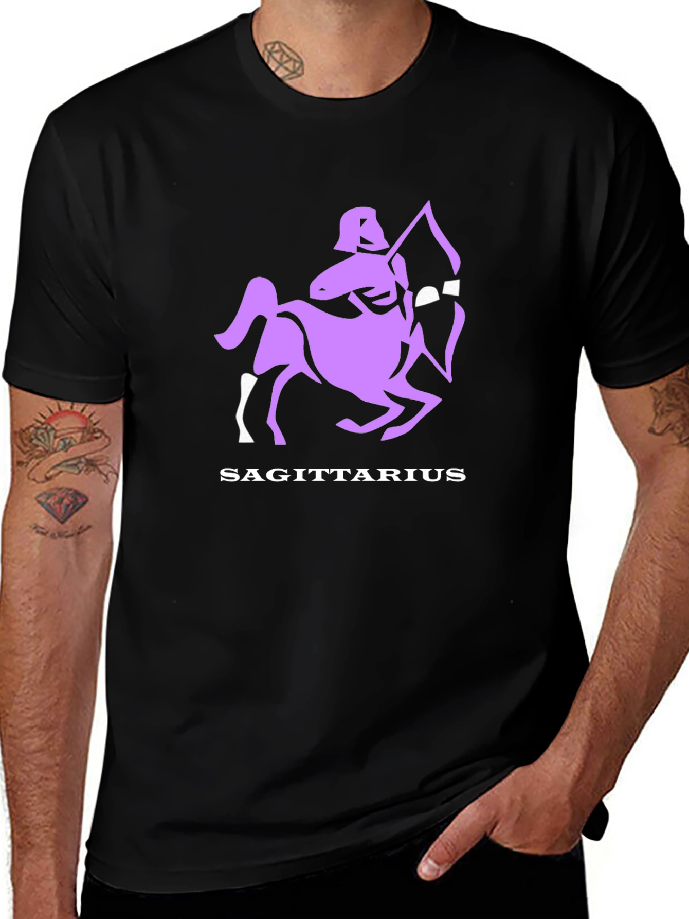 Sagittarius Zodiac Graphic Black T-Shirt