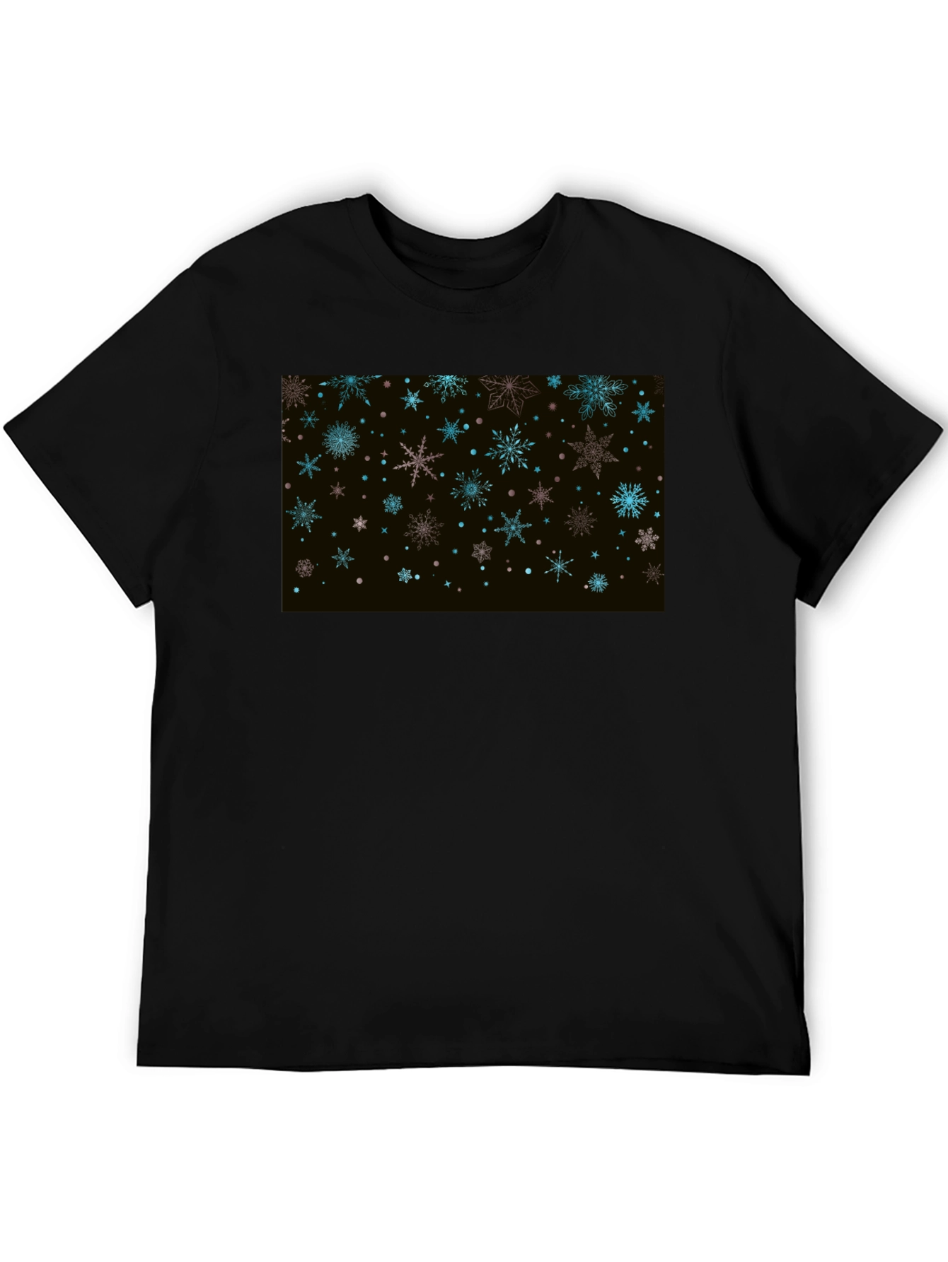 Snowflake Pattern Black T-Shirt for Men