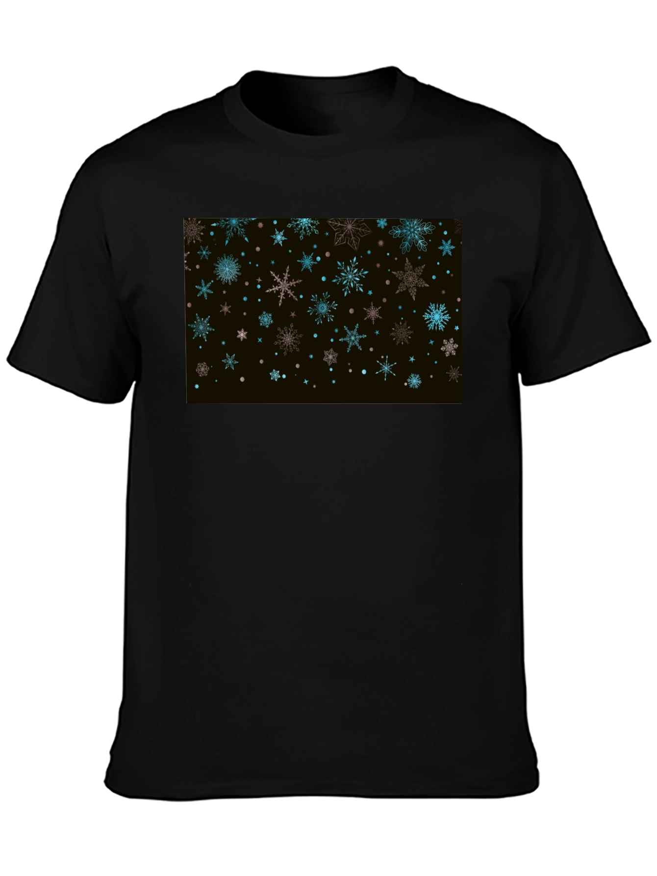 Snowflake Pattern Black T-Shirt for Men
