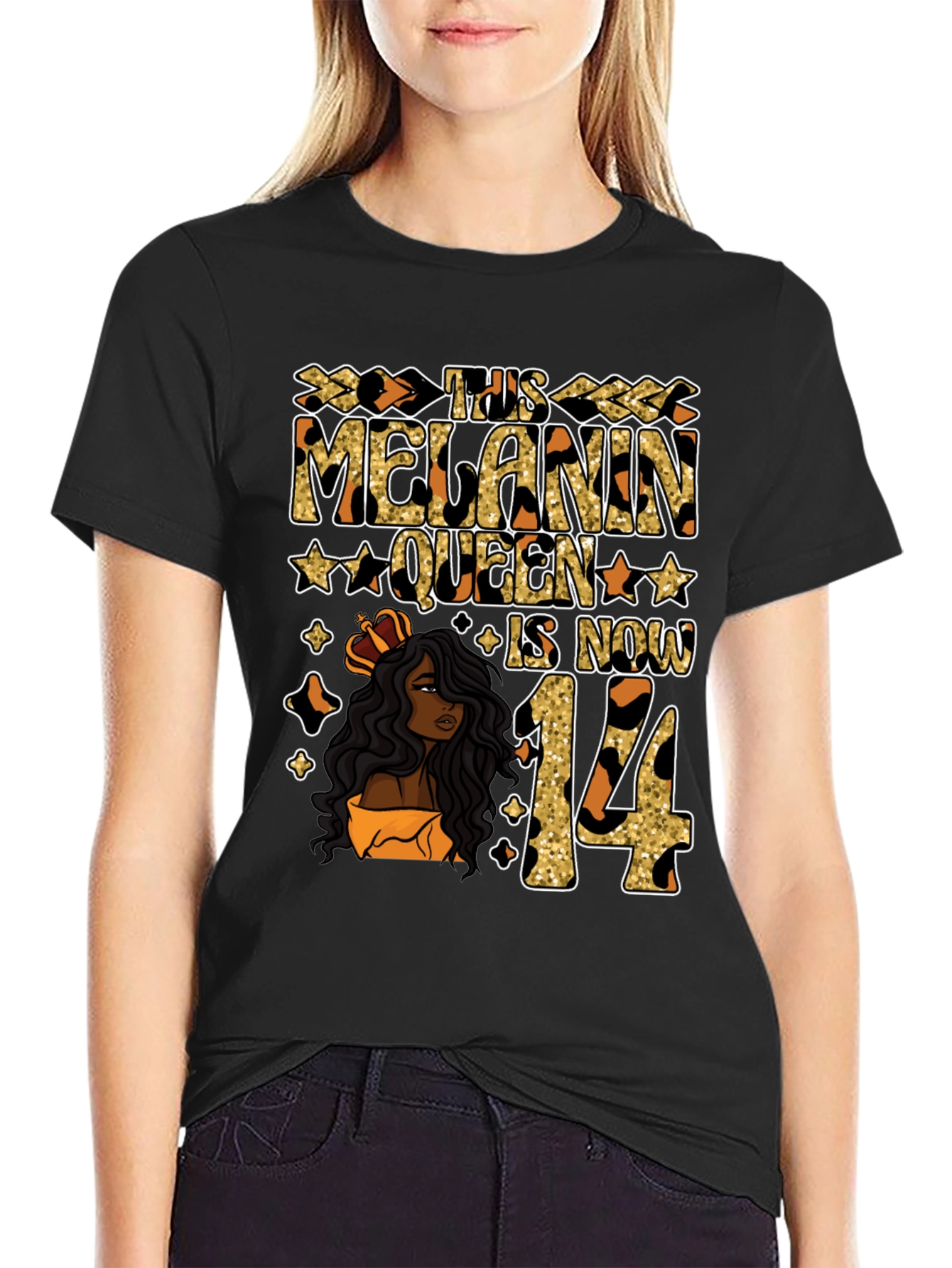 Melanin Queen 14th Birthday T-Shirt