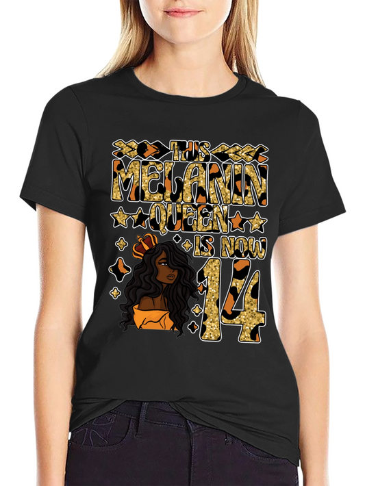 Melanin Queen 14th Birthday T-Shirt