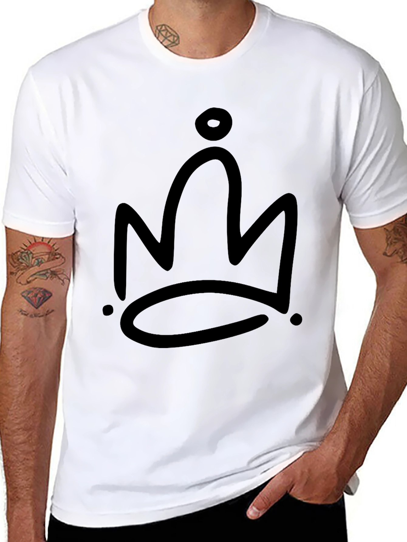 Black Crown Graphic Tee - Mens Casual T-Shirt