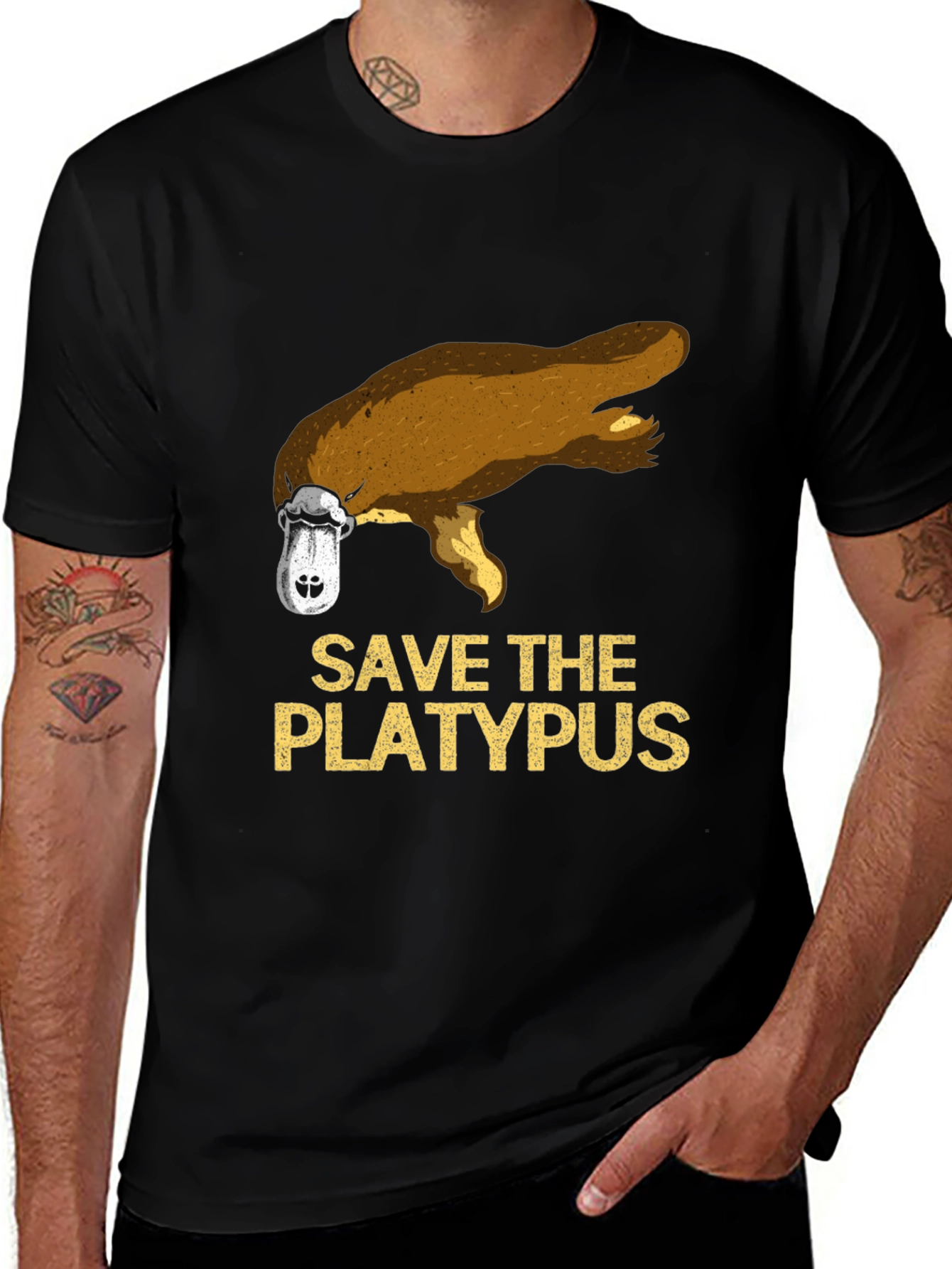 Save the Platypus Graphic Tee - Black