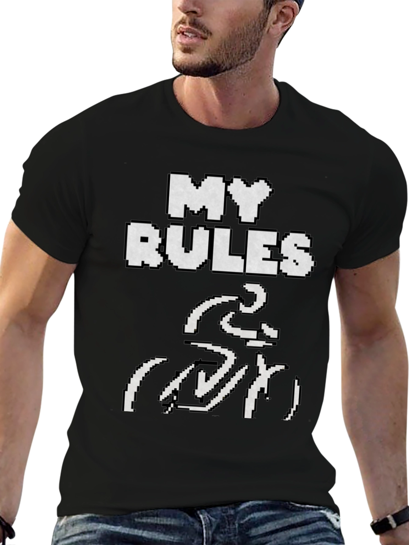 My Rules Pixel Cycling T-Shirt - Black Cotton Tee