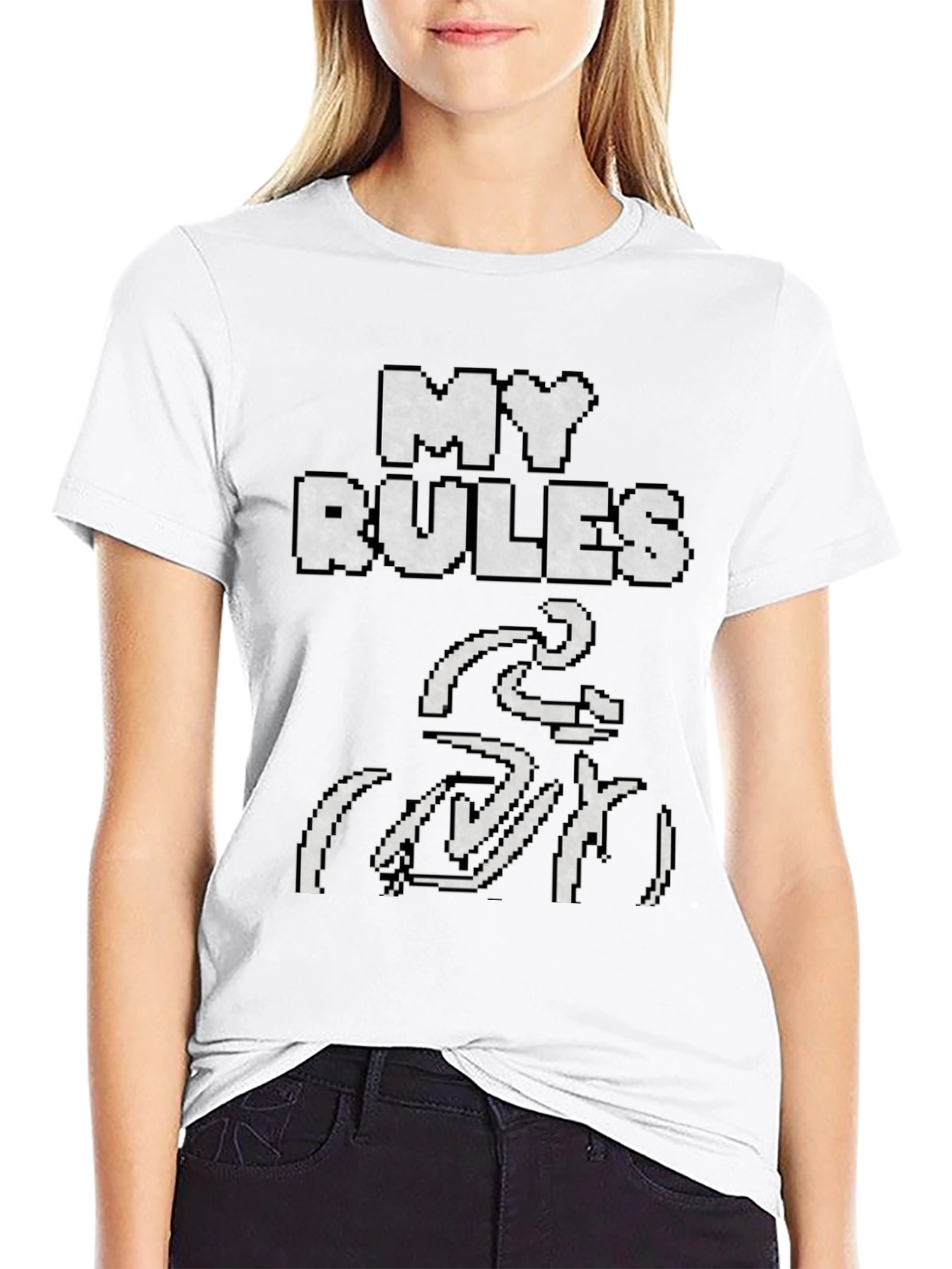 My Rules Pixel Cycling T-Shirt - Black Cotton Tee