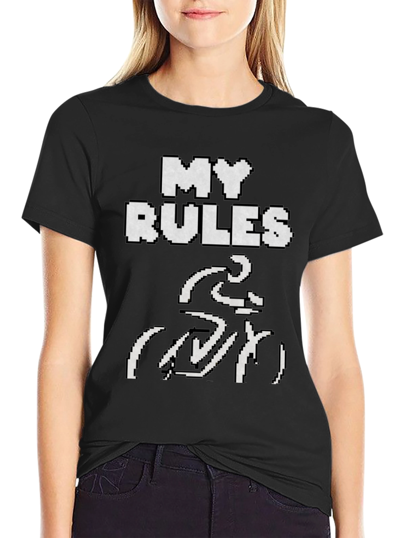 My Rules Pixel Cycling T-Shirt - Black Cotton Tee