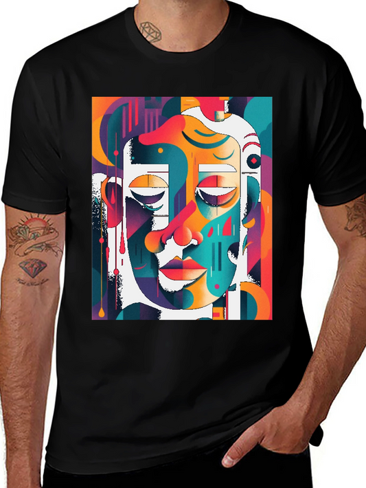 Abstract Face Art T-Shirt - Modern Graphic Tee