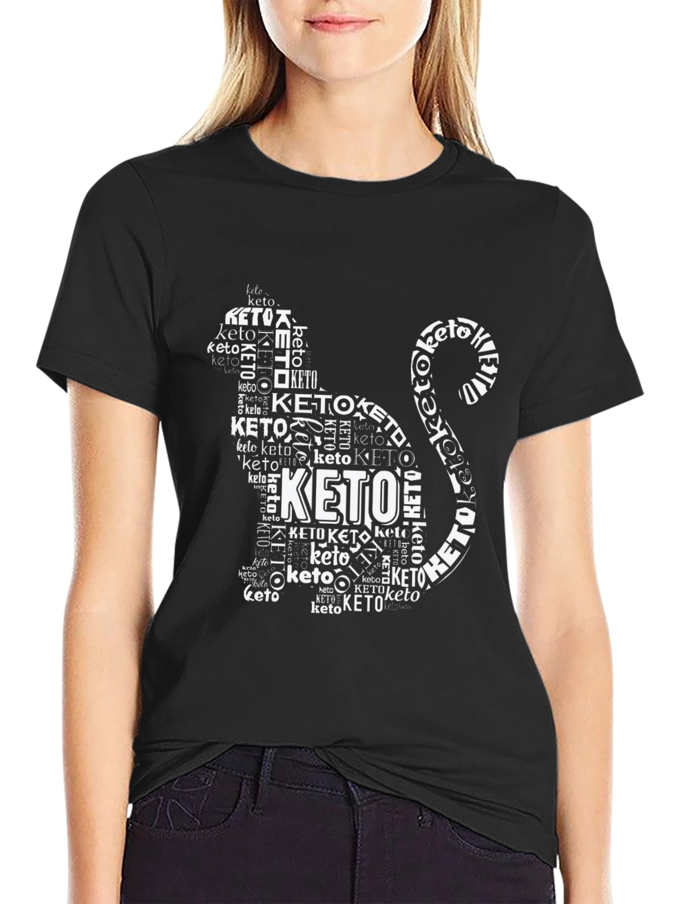 Keto Diet Cat T-Shirt - Black