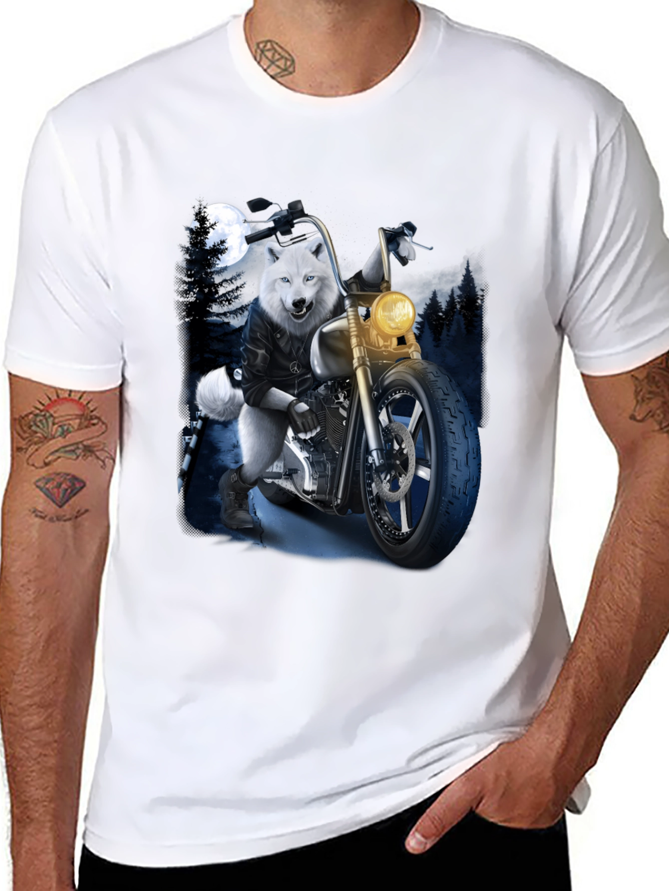 Wolf Biker Graphic T-Shirt - Ride Wild in Style