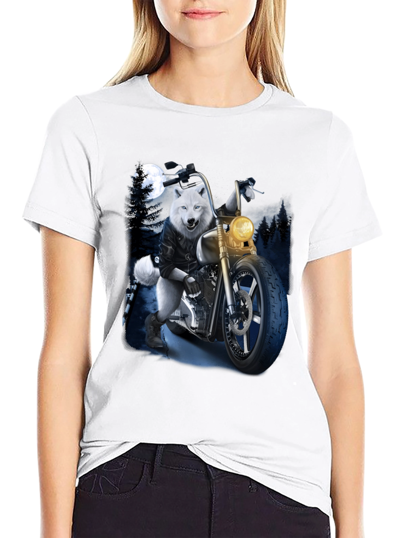 Wolf Biker Graphic T-Shirt - Ride Wild in Style