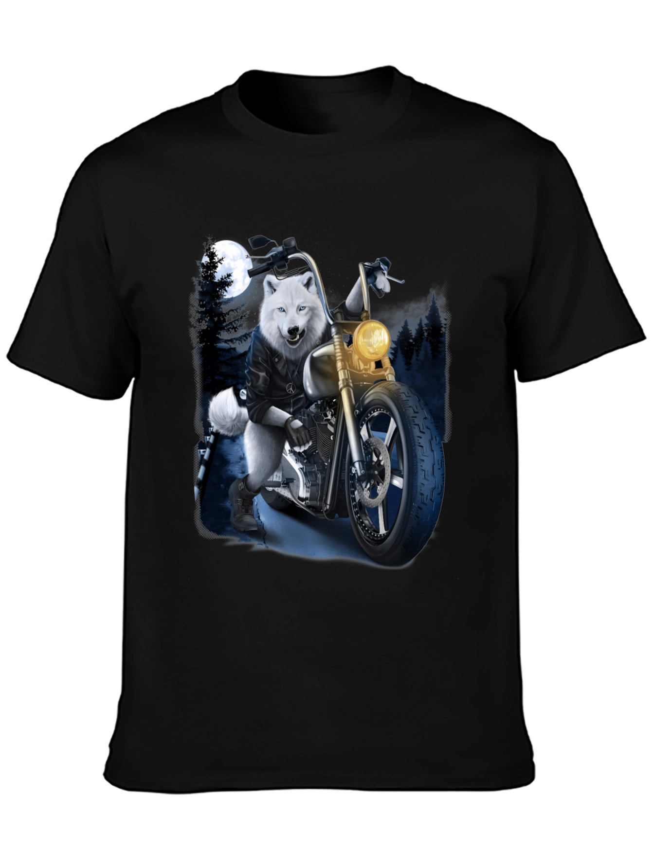 Wolf Biker Graphic T-Shirt - Ride Wild in Style