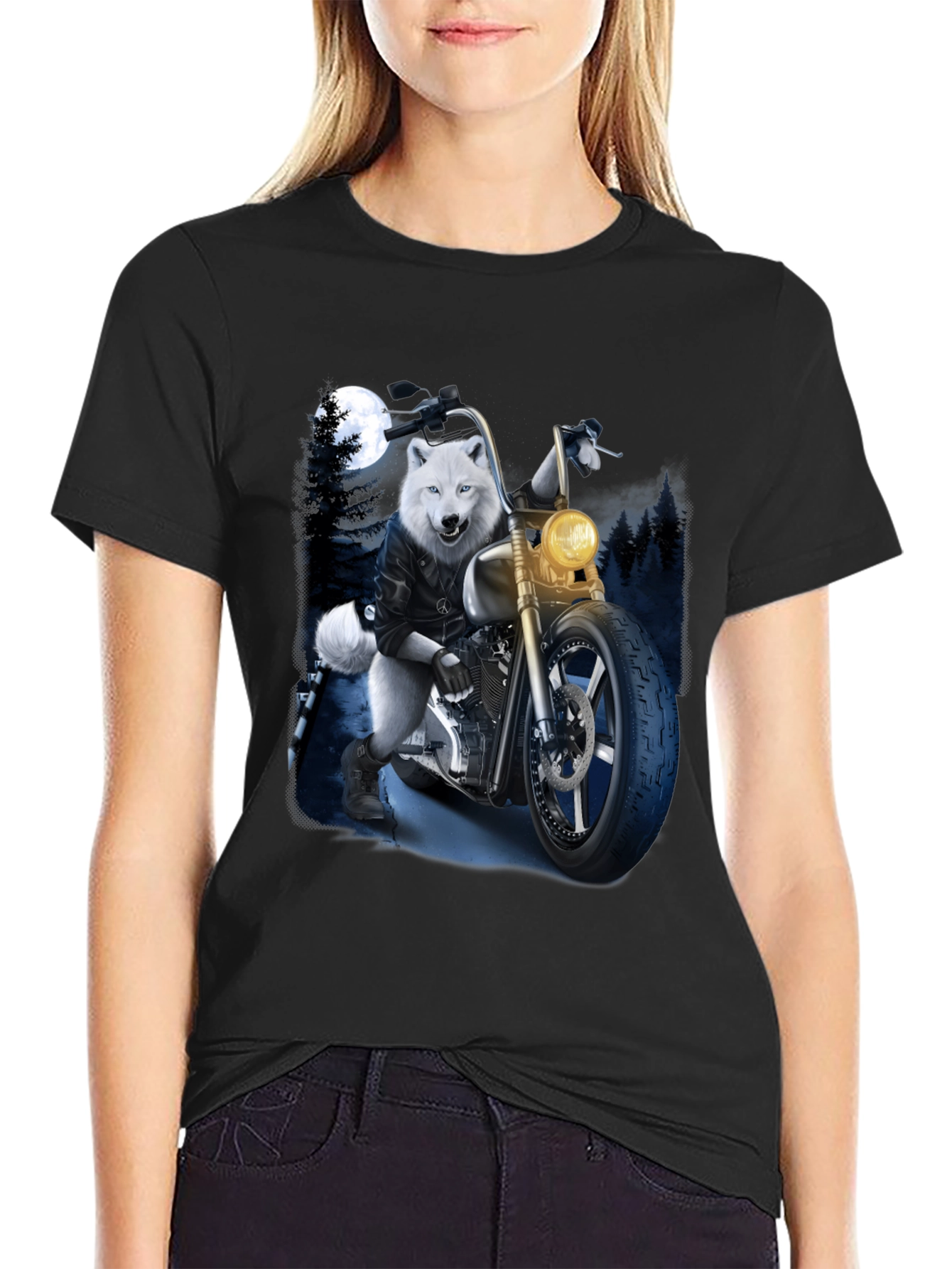 Wolf Biker Graphic T-Shirt - Ride Wild in Style