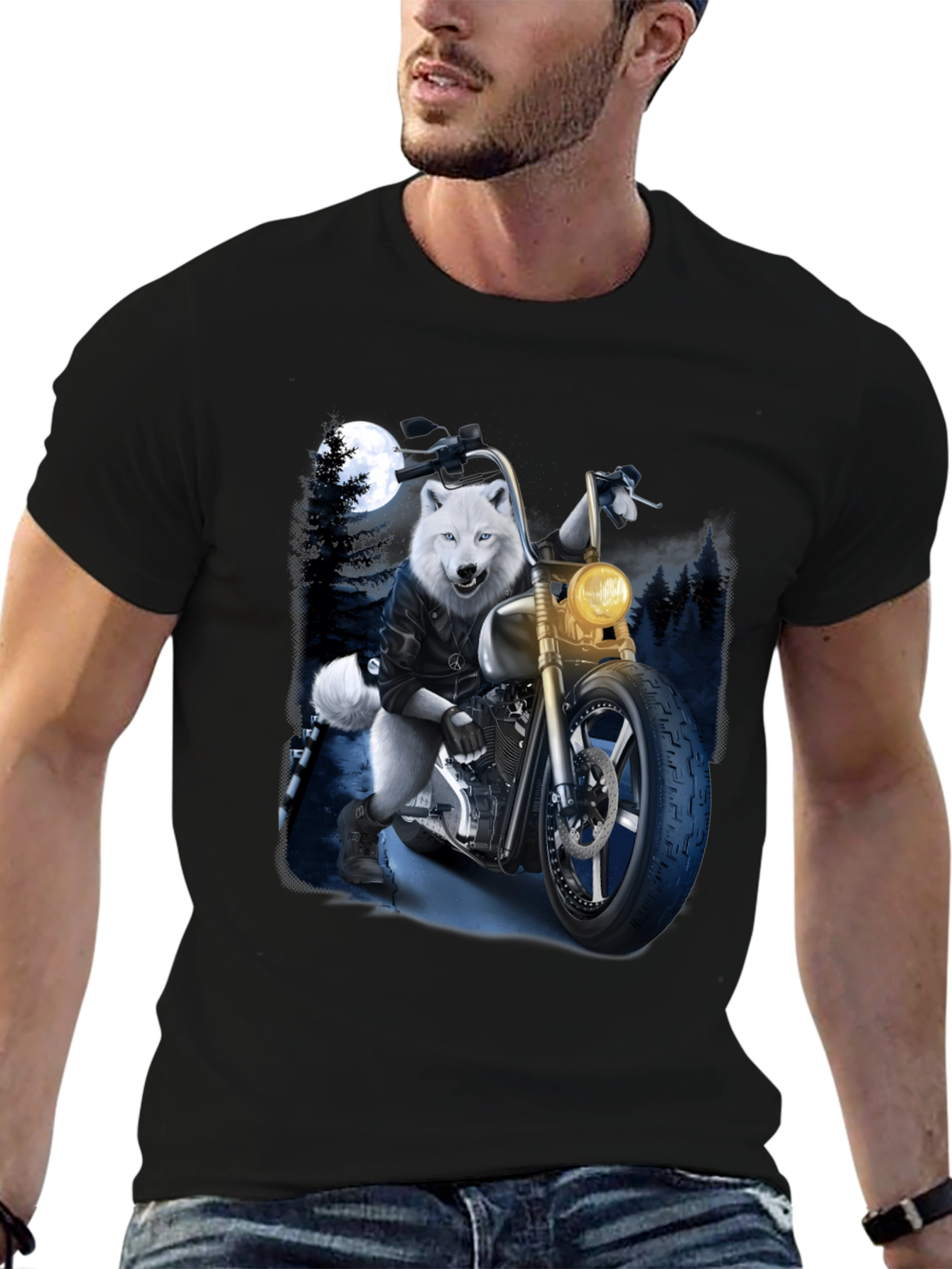 Wolf Biker Graphic T-Shirt - Ride Wild in Style