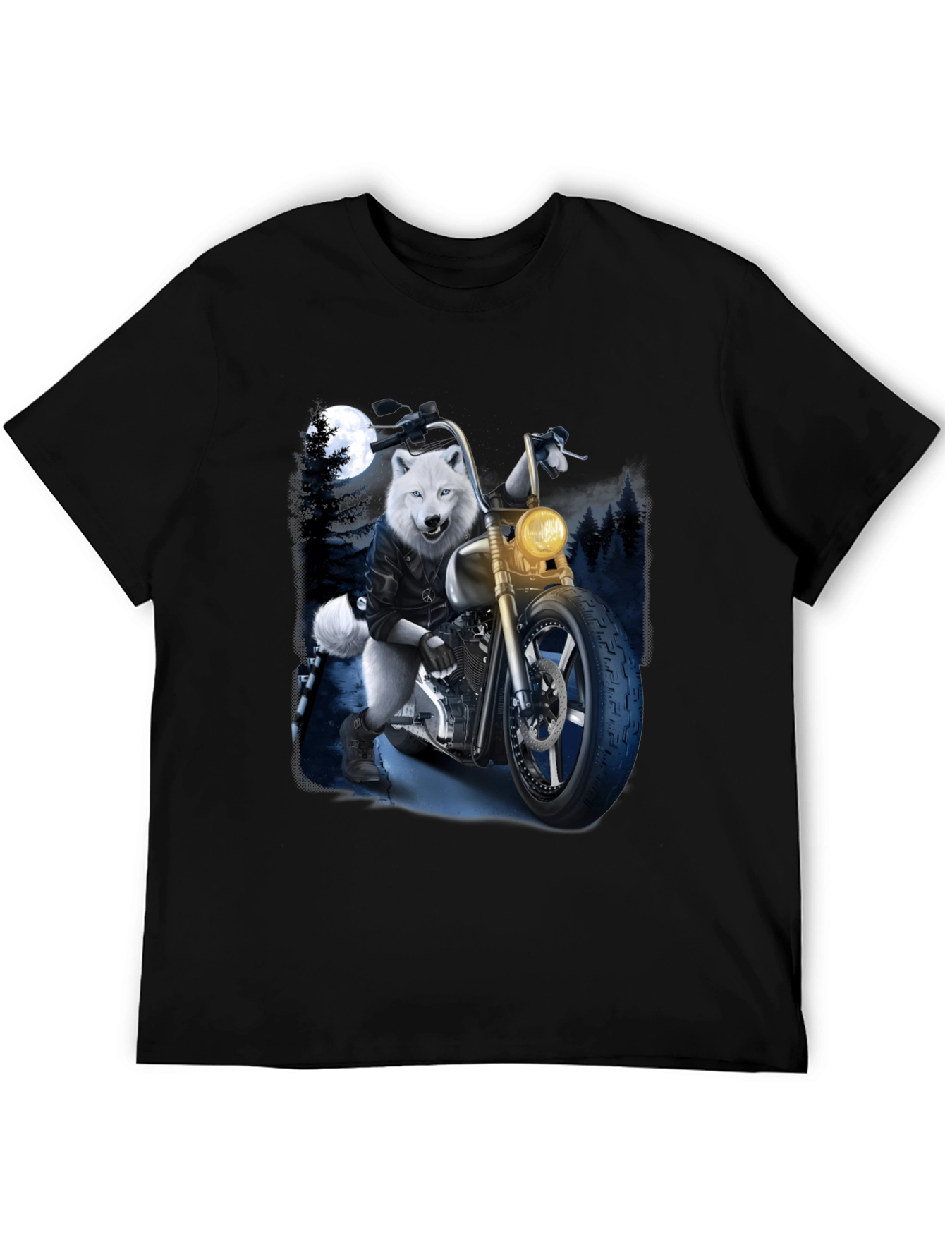 Wolf Biker Graphic T-Shirt - Ride Wild in Style