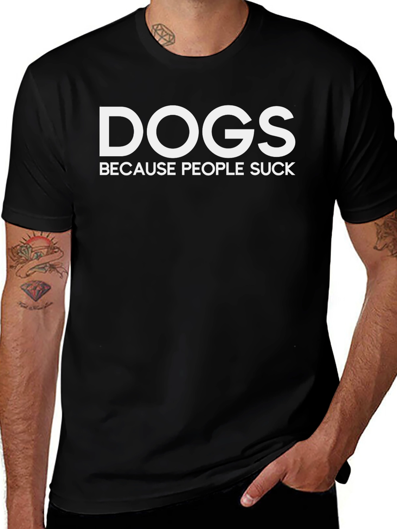 Dogs Because People Suck Black T-Shirt