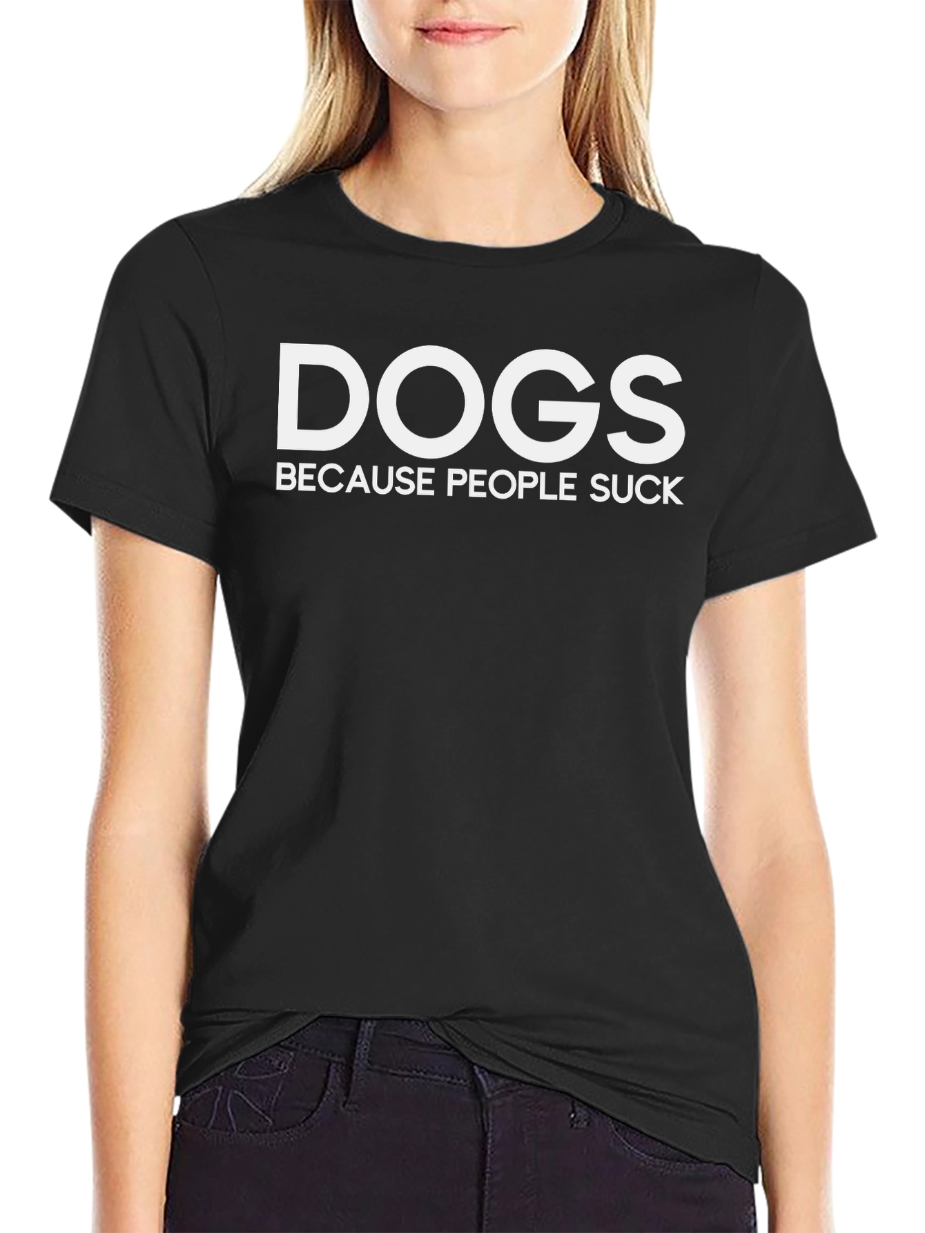 Dogs Because People Suck Black T-Shirt