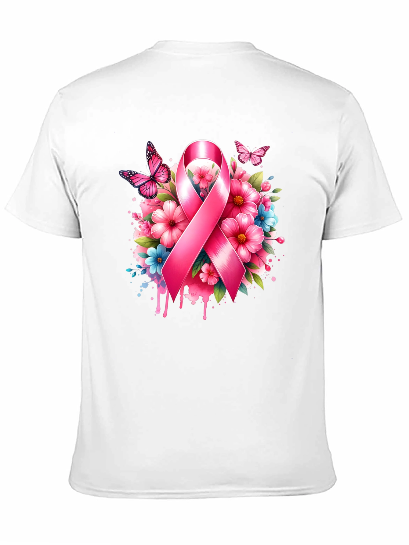 Breast Cancer Awareness Ribbon Floral T-Shirt