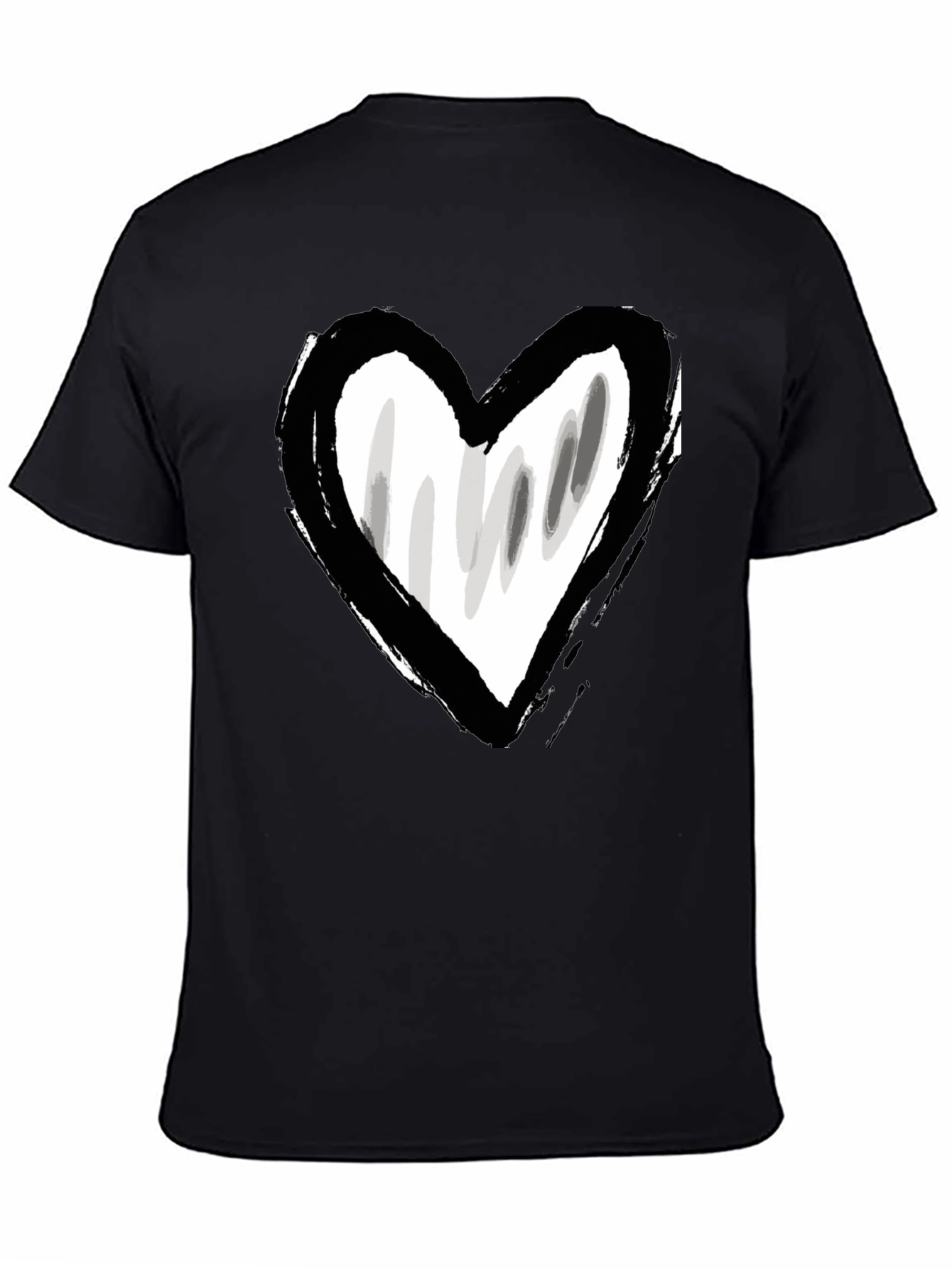 Brushstroke Heart Graphic Tee - Black Unisex