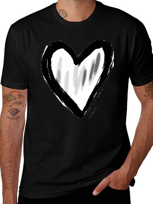 Brushstroke Heart Graphic Tee - Black Unisex