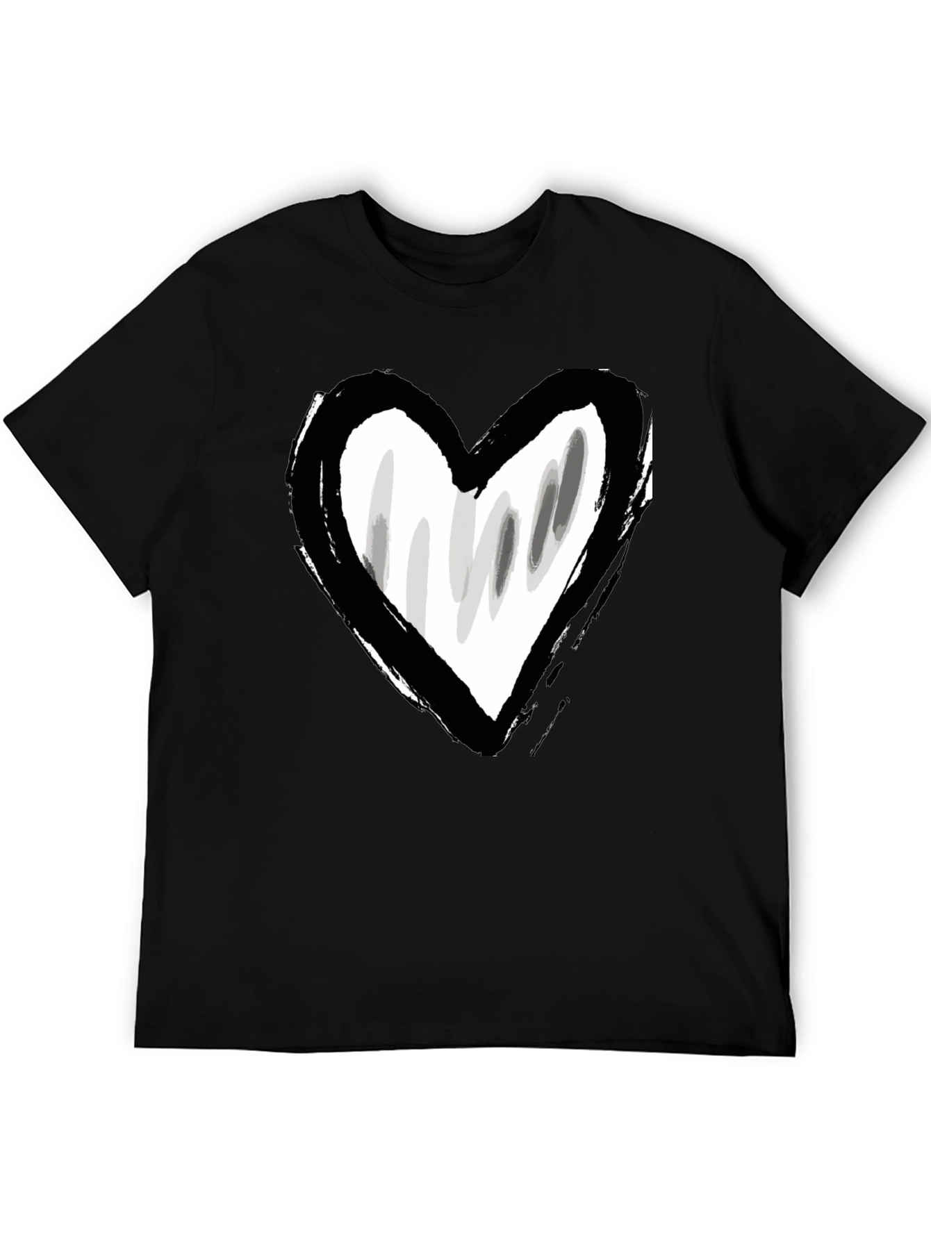 Brushstroke Heart Graphic Tee - Black Unisex