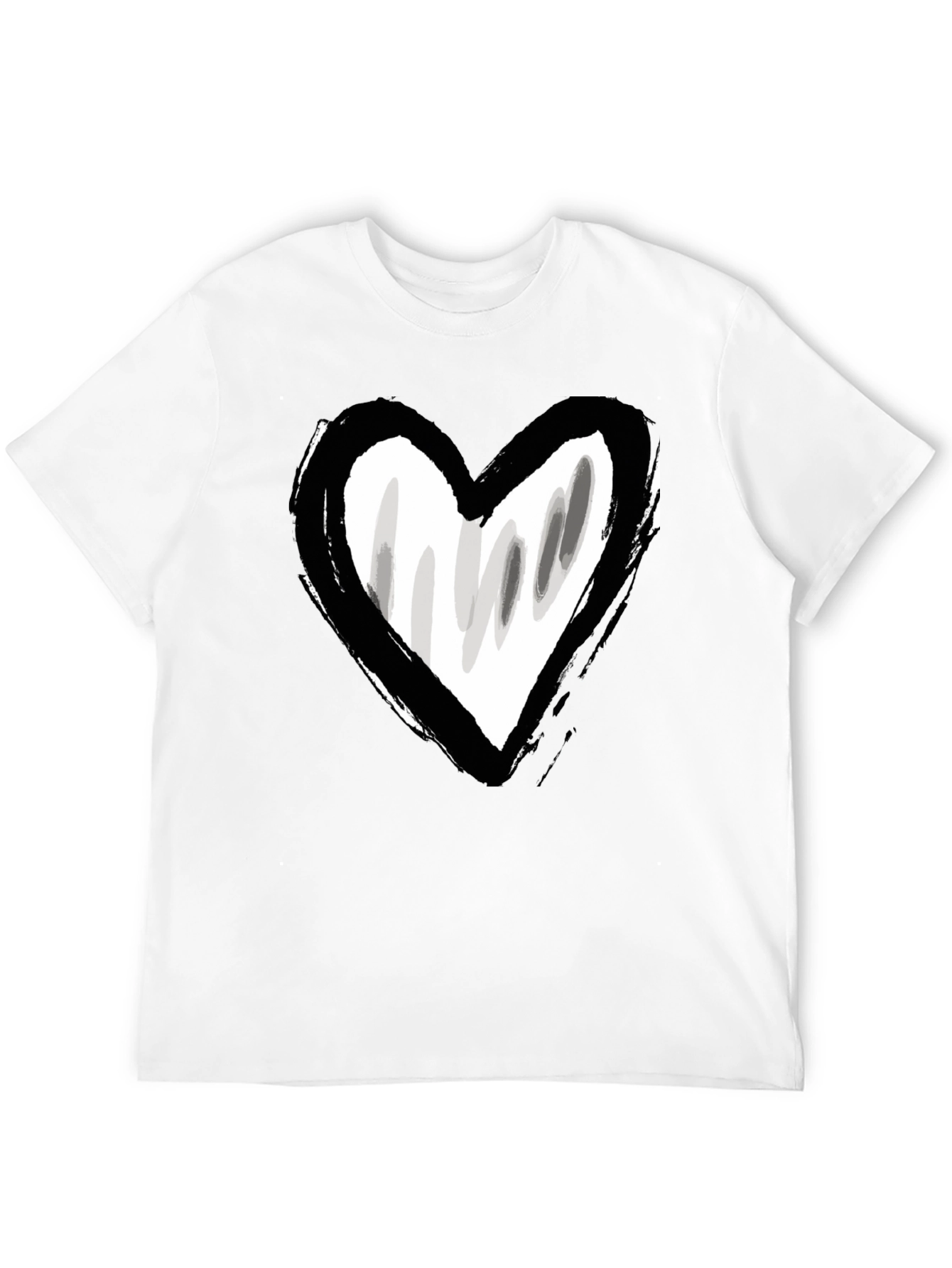Brushstroke Heart Graphic Tee - Black Unisex