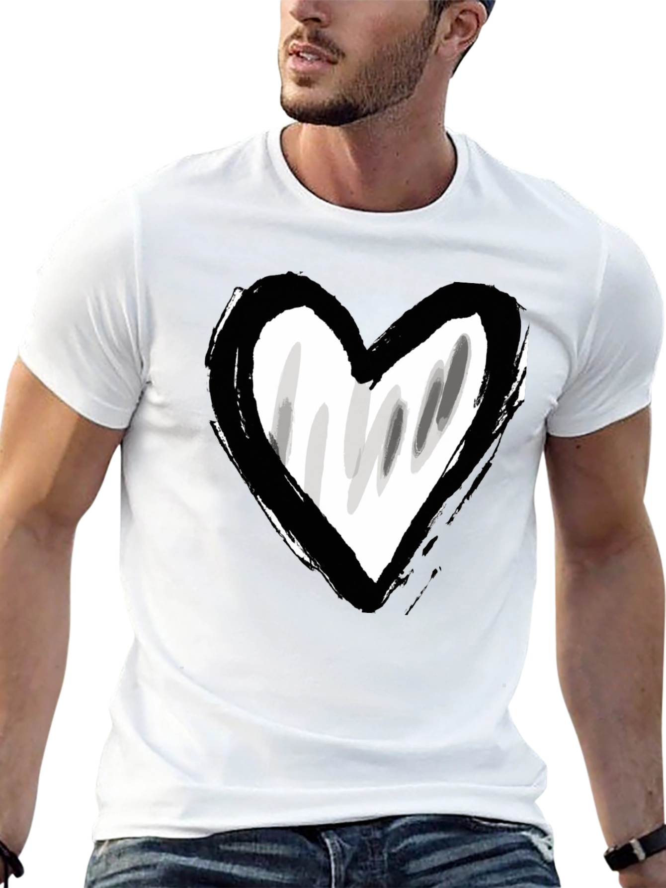Brushstroke Heart Graphic Tee - Black Unisex