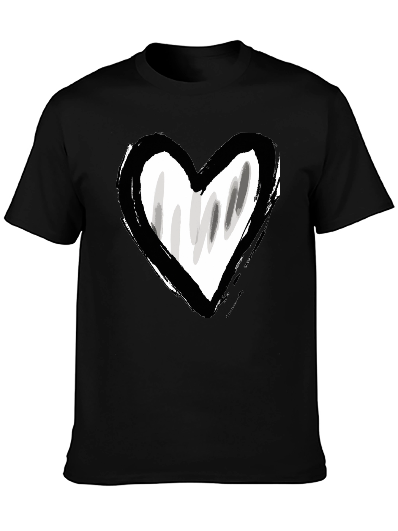 Brushstroke Heart Graphic Tee - Black Unisex