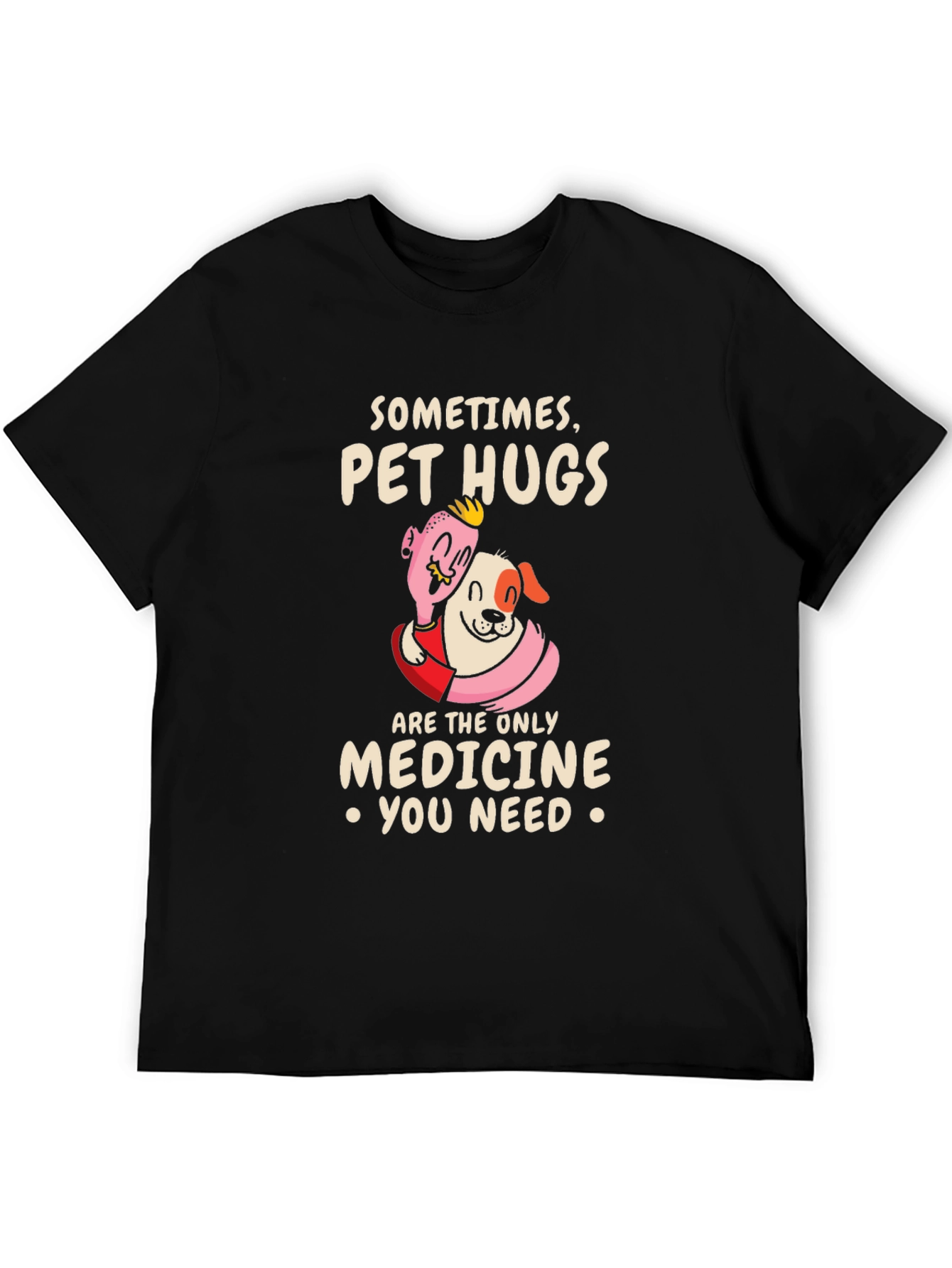 Pet Hugs Medicine Black Graphic T-Shirt