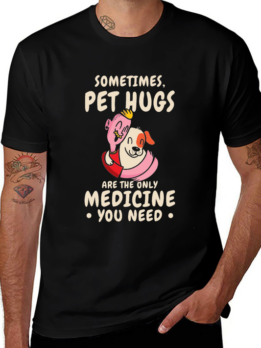 Pet Hugs Medicine Black Graphic T-Shirt