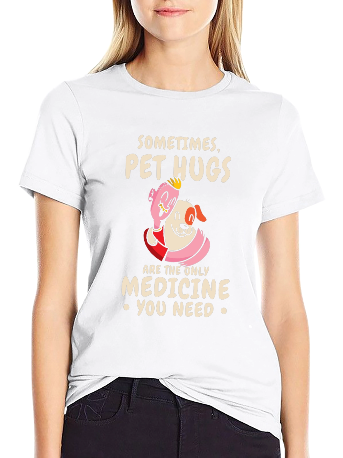 Pet Hugs Medicine Black Graphic T-Shirt