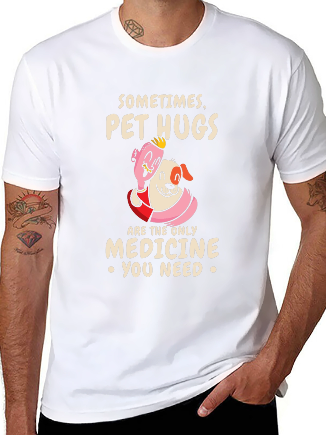 Pet Hugs Medicine Black Graphic T-Shirt