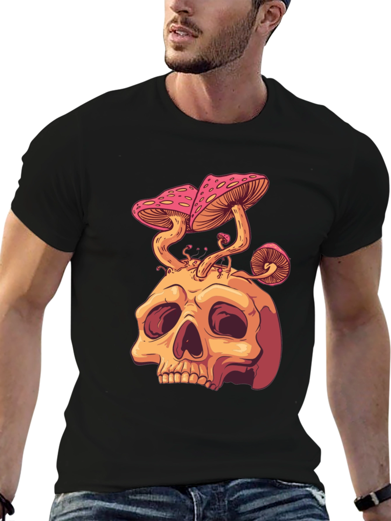 Skull Mushroom Graphic Tee - Unique Design
