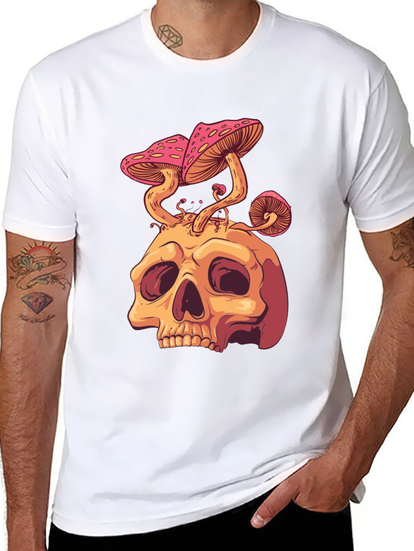 Skull Mushroom Graphic Tee - Unique Design