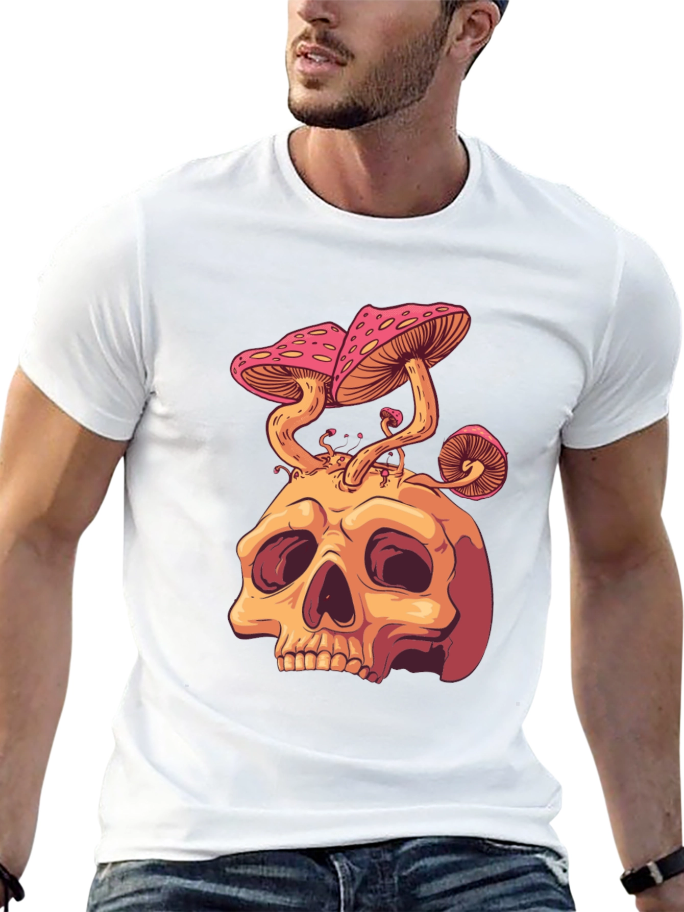 Skull Mushroom Graphic Tee - Unique Design