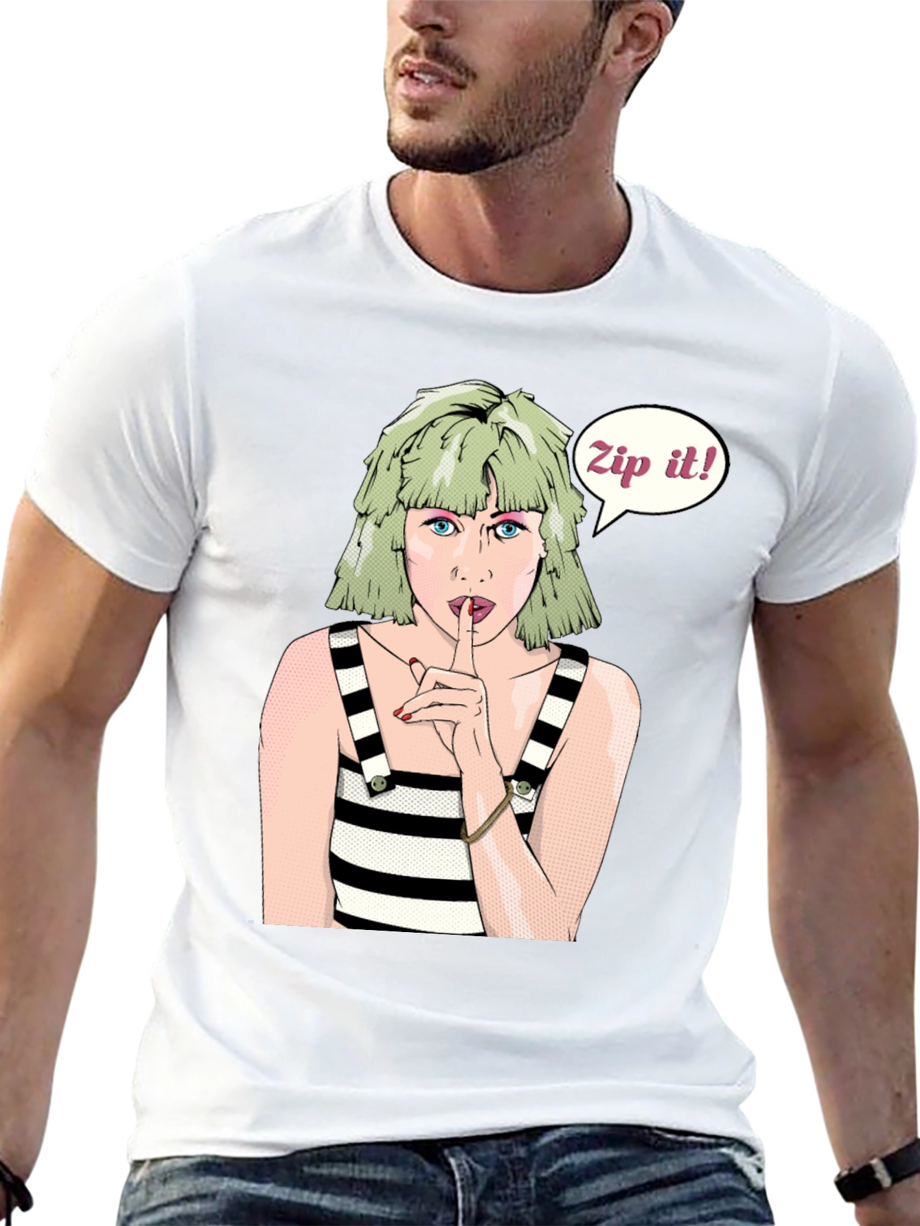 Zip It! Graphic T-Shirt - Trendy Pop Art Design