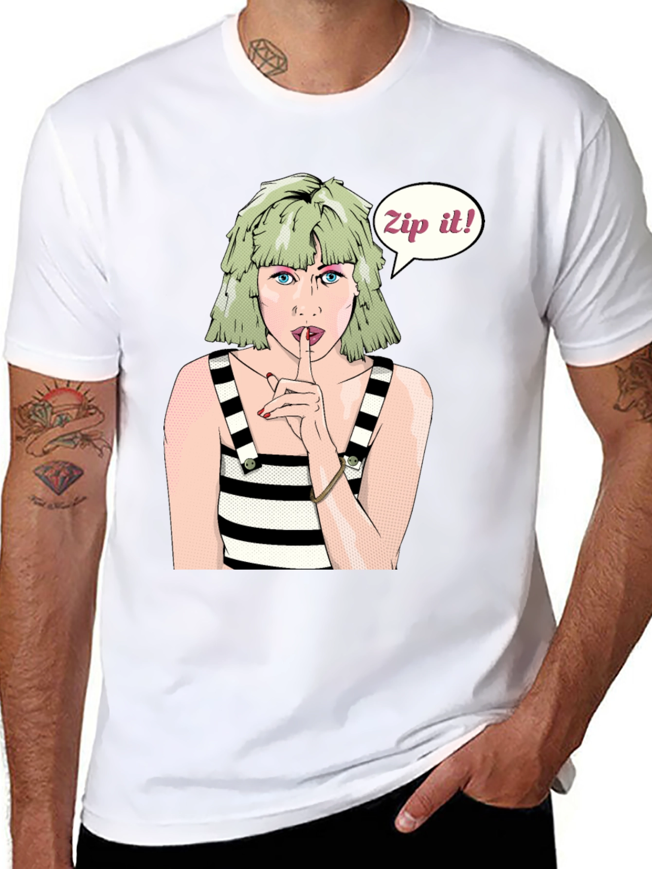 Zip It! Graphic T-Shirt - Trendy Pop Art Design