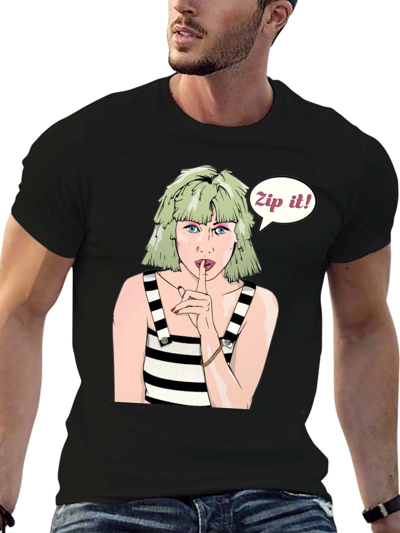 Zip It! Graphic T-Shirt - Trendy Pop Art Design