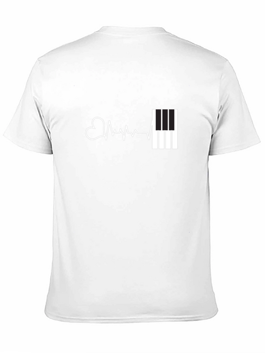 Heartbeat Piano T-Shirt - Music Lover Tee