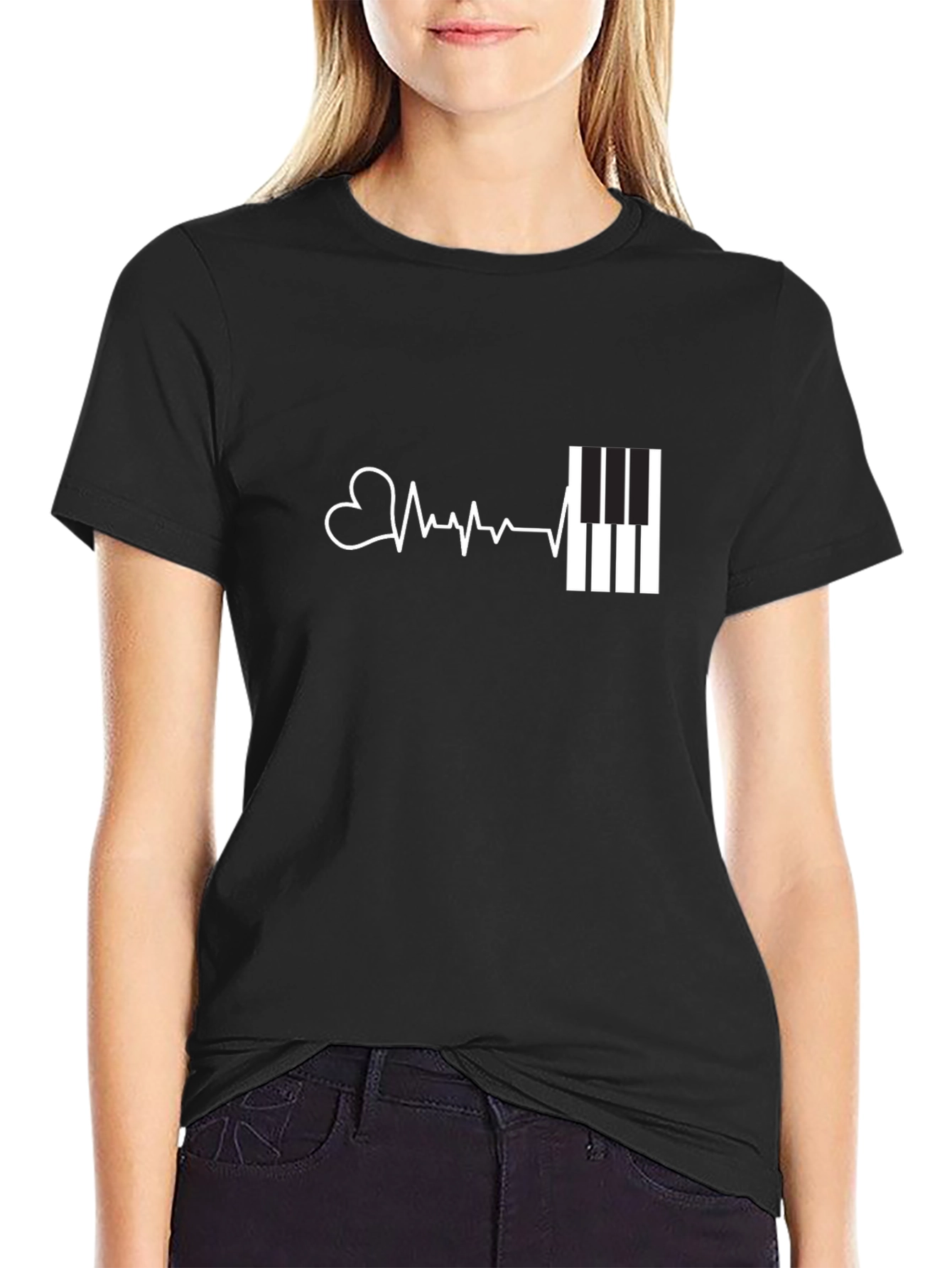 Heartbeat Piano T-Shirt - Music Lover Tee