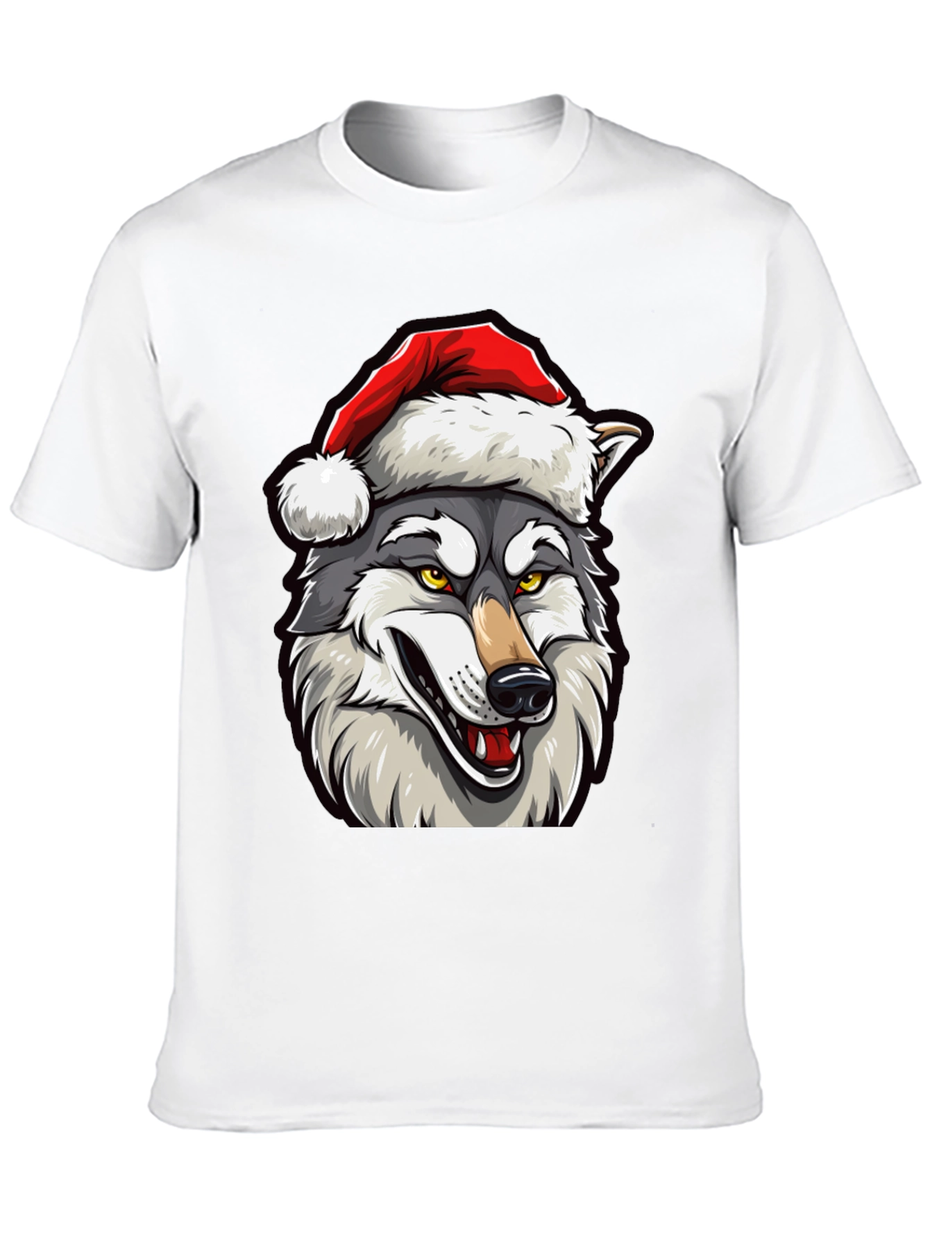 Wolf Santa Hat T-Shirt - Holiday Festive Style