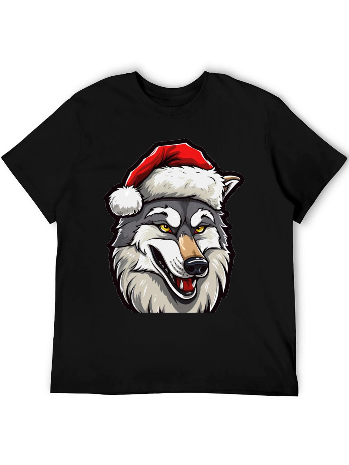 Wolf Santa Hat T-Shirt - Holiday Festive Style