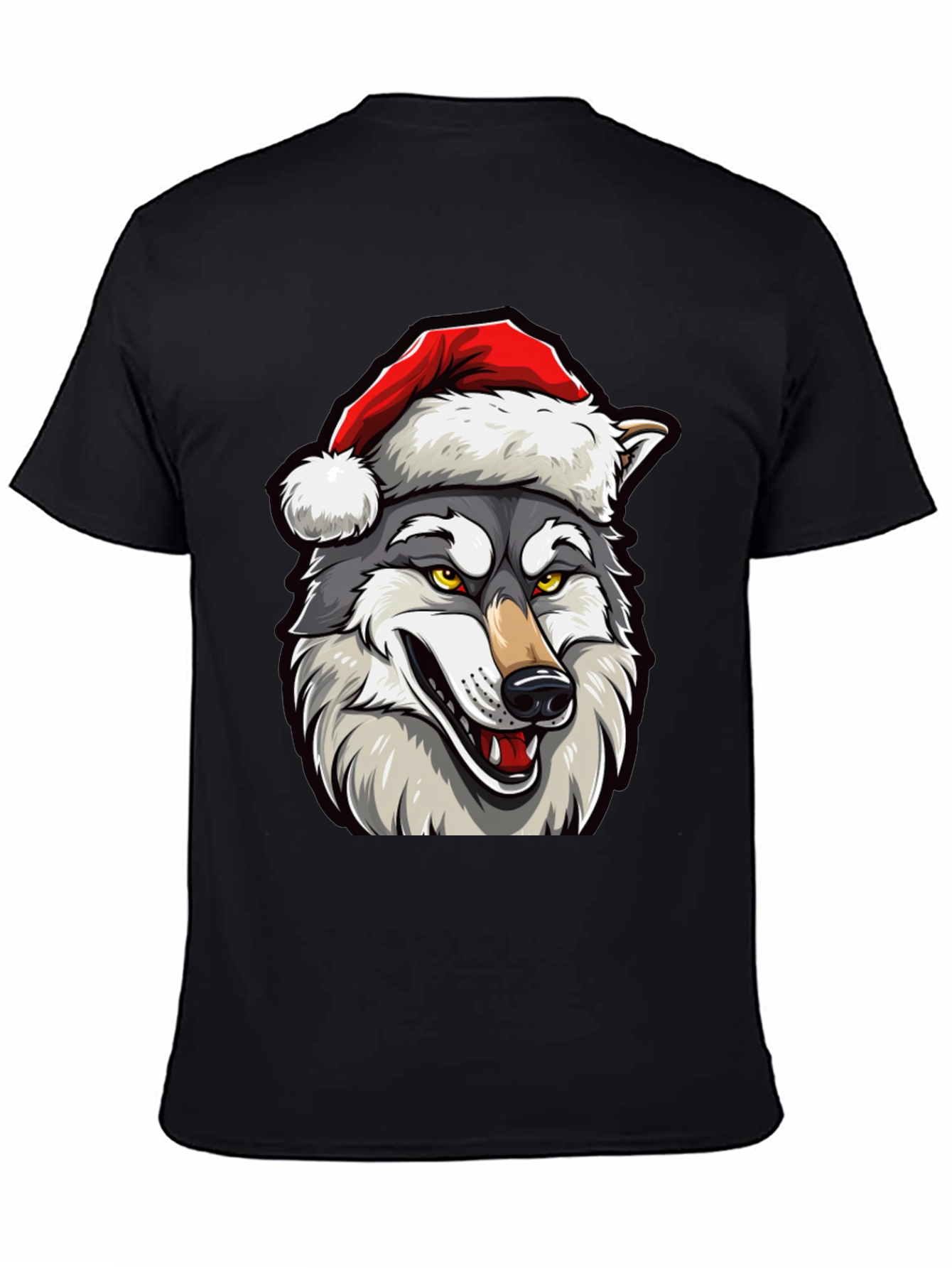 Wolf Santa Hat T-Shirt - Holiday Festive Style