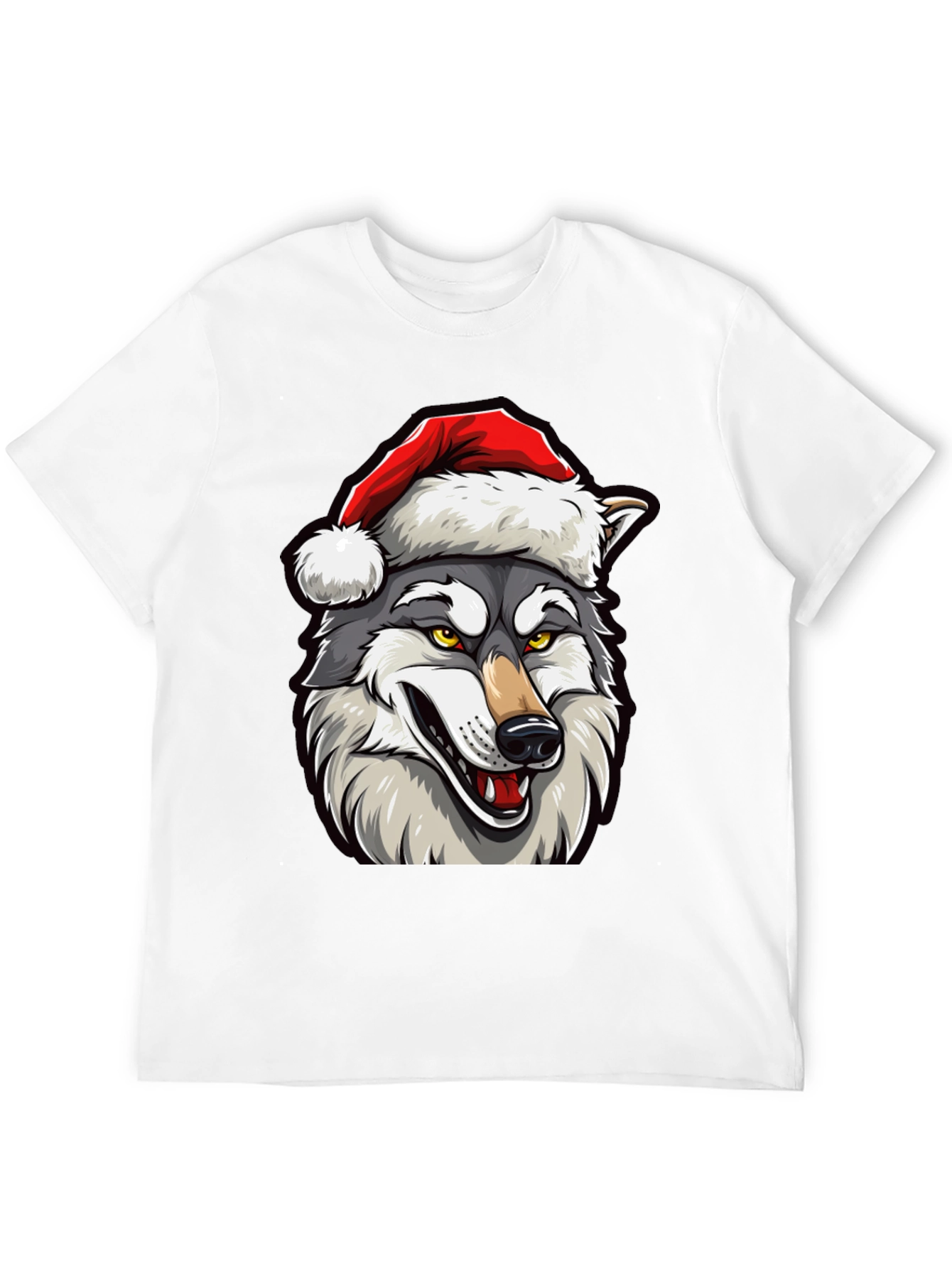 Wolf Santa Hat T-Shirt - Holiday Festive Style