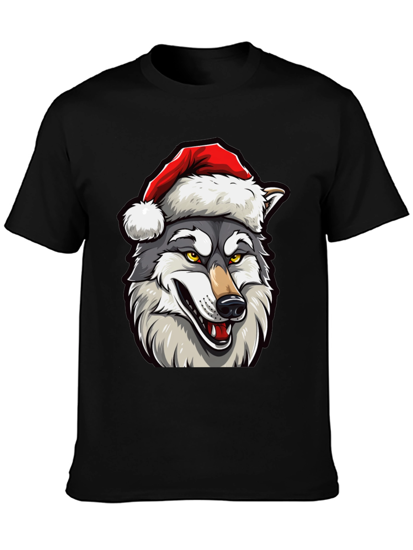 Wolf Santa Hat T-Shirt - Holiday Festive Style