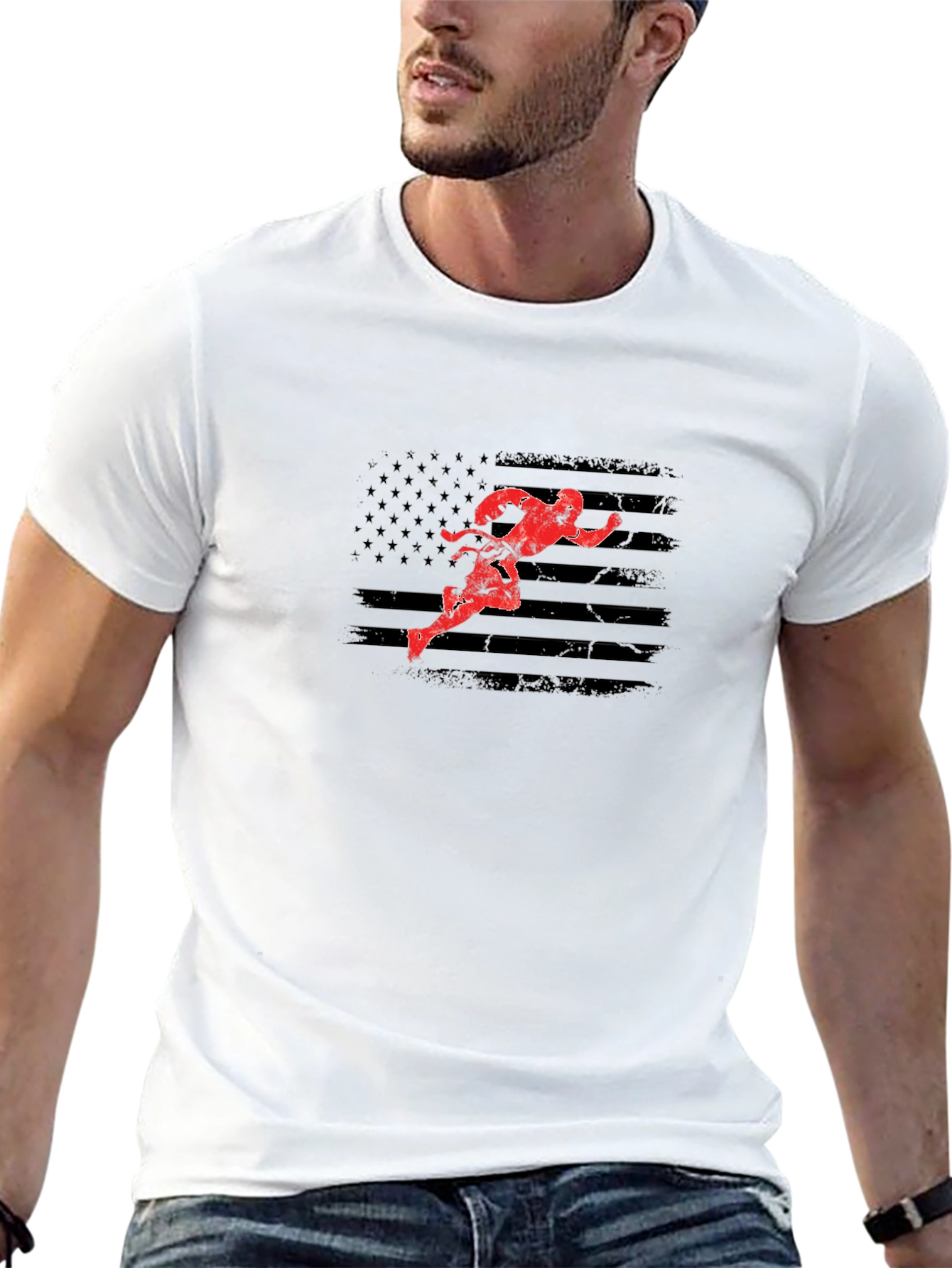 Karate American Flag Graphic T-Shirt - Black